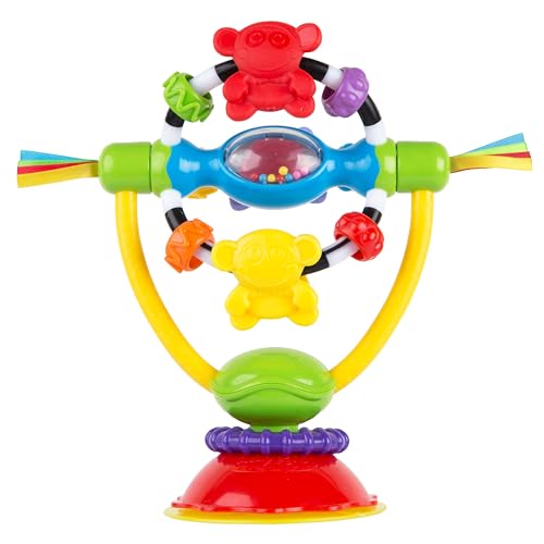 Playgro Chocalho ventoso, para mesas e crianças, sem BPA, a partir dos 6 meses, High Chair Spinning Toy, amarelo/vermelho, 40121