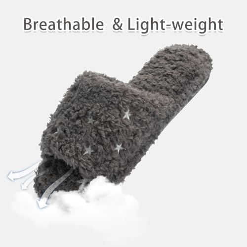 Image of GOEWY Fuzzy Open Toe Slippers for Women Indoor Cozy Memory Foam Slip On House Slides Shoes Gifts for Womens Her Mom