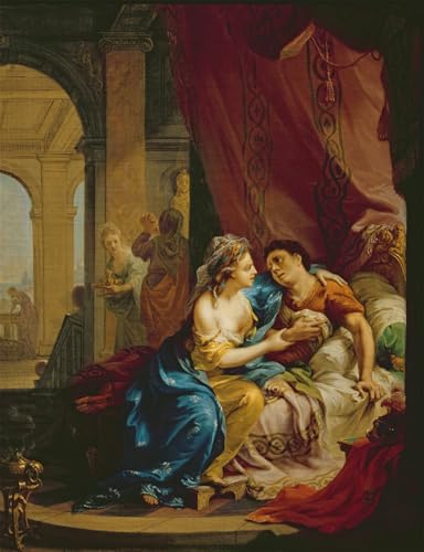 Pintura mural premium de Antonio y Cleopatra en lienzo vintage de 60x90cm