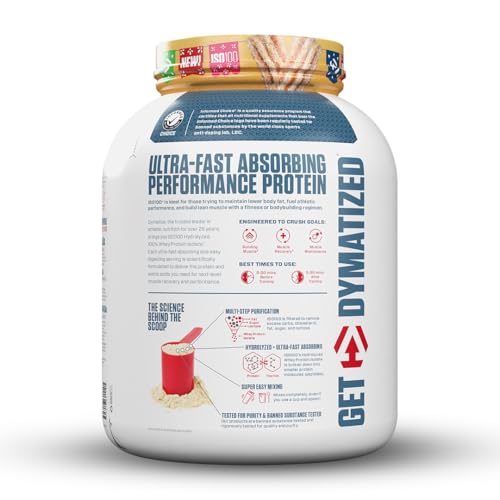 Image of Dymatize Nutrition ISO100 Hydrolyzed Whey Protein Isolate | Fast-Digesting | Muscle Recovery Formula with Amino Acids | Low Sugar & Fat | Cinnamon Churro | 5 Lbs