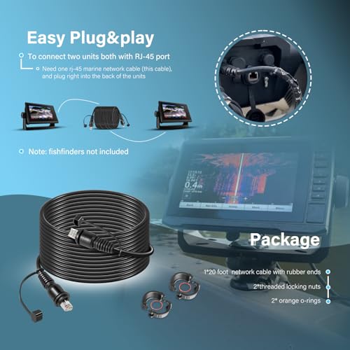 Image of 20 Foot Marine Network Cable for Garmin RJ-45 Compatible with GPSMAP, ECHOMAP Plus /UHD /Ultra, GMR, GMR Fantom, GMS, GSD, GCV 10 Scanning Sonar Module, #010-11425-10
