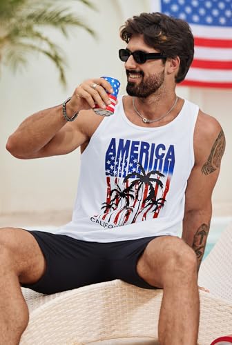 Image of VOGSTART Mens Hawaiian Beach Tank Tops Summer Vacation Muscle Top Graphic Sleeveless Shirts (S-3XL)