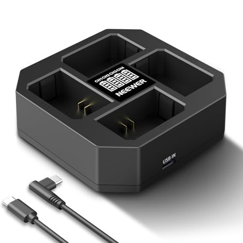 Neewer Cargador NP-FZ100 de 4 Canales Compatible con Sony A7 IV A9iii A1 A7R V A7Cii A6700 ZV-E1 FX3 FX30, Cargador de batería de Carga rápida NP-FZ100 de 45 W PD con Pantalla de batería, Cable USB C