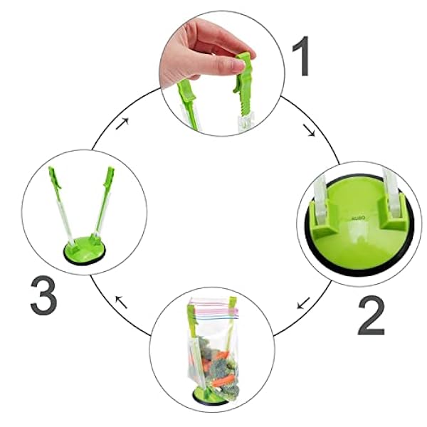 Ziplock väskhållare stativ justerbar för plastfrysväskor/handsfree baggy rack gallon väskhållare, 6-pack/6 st