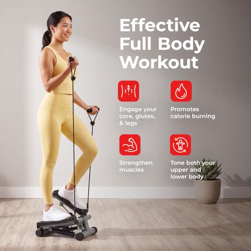 Sunny Health & Fitness Mini Stair Stepper with Resistance Bands for Cardio - image 2