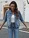Unilexi Women's 3/4 Sleeve Colored Cropped Denim Jacket Light Wash Short Jean Jacket Trucker Coat(0096-LightBlue-XL)