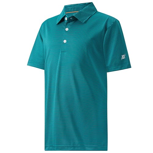 Image of Boys Polo Shirts Short Sleeve Striped Performance Moisture Wicking Dry Fit Golf Shirts for Boys Youth Kids