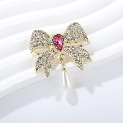 Image of Rhinestone Bow Collar Brooch For Women Dainty Crystal bow Brooch Pin Vintage Blue Sparkling lapel pin Unique Ribbon Bow brooch Badge Clothing Accessory Jewelry Gift