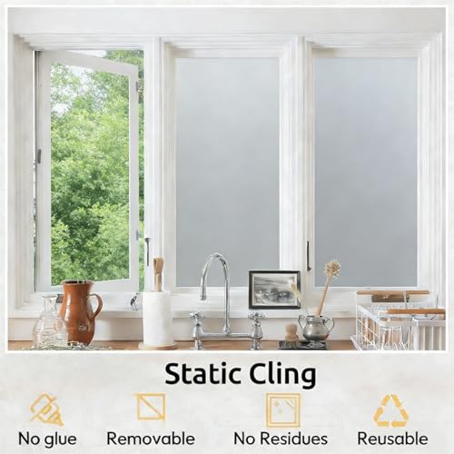 Film électrostatique vitre mat pur 90x1000 cm pour fenêtre