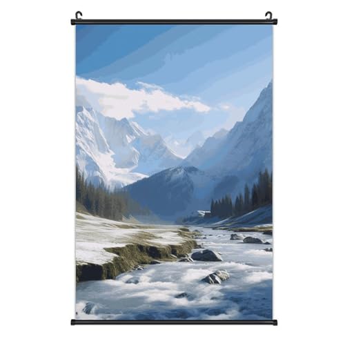 Toile montagnes enneigées 40,6x61 cm poster mural facile à suspendre