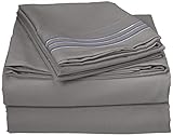 Elegant Comfort 1500 Thread Count Wrinkle & Fade Resistant Egyptian Quality Hypoallergenic Ultra Soft Luxurious 4-Piece Bed Sheet Set, Full, Gray