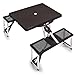 PICNIC TIME Picnic Table Portable Folding Table with Umbrella Hole and Bench Seats for Four for Tailgating, Picnics, and Beach, Collapsible to Suit-Case Style for Easy Transport, Lightweight, (Black)