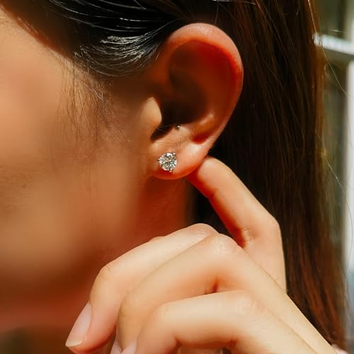 DovEggs 14K White Gold Post 1.6ct 6mm G-H-I Color Heart Arrows Cut Moissanite Martini Stud Earring 14K Gold QUALITY Sterling Silver Earrings Push Back for Women - Image 6