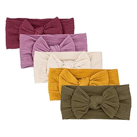 Parker Baby Girl Headbands - 5 Pack of Cable Knit Nylon Bows for Girls -"Matilda Set" Cover