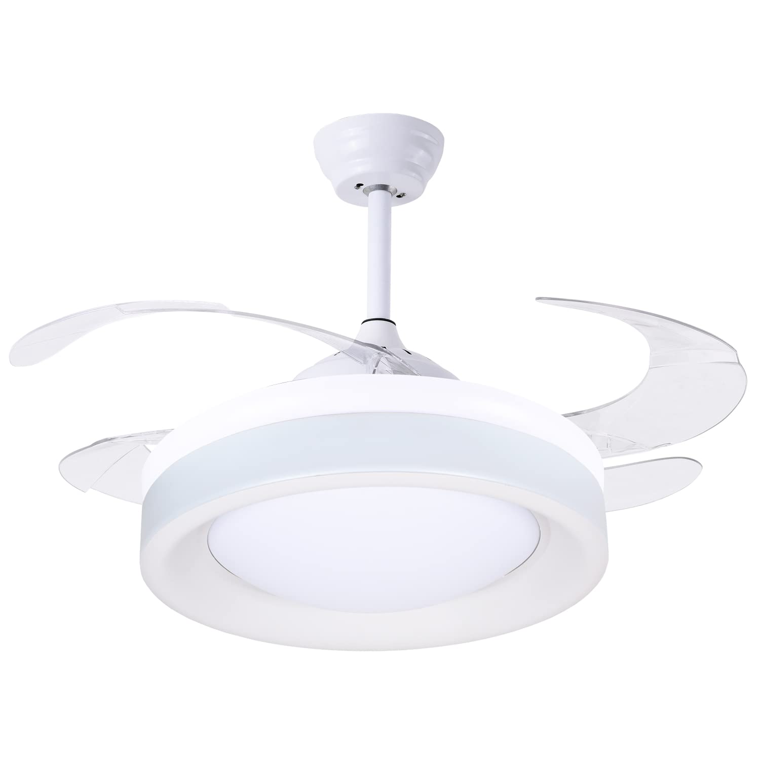 BEL AIR HOME - Ventilador Plafón de Techo TITAN - Motor DC - Aspas Desplegables con Luz Led 36W (3000K, 4000K, 6500K) - Mando a Distancia Incluido (BLANCO)