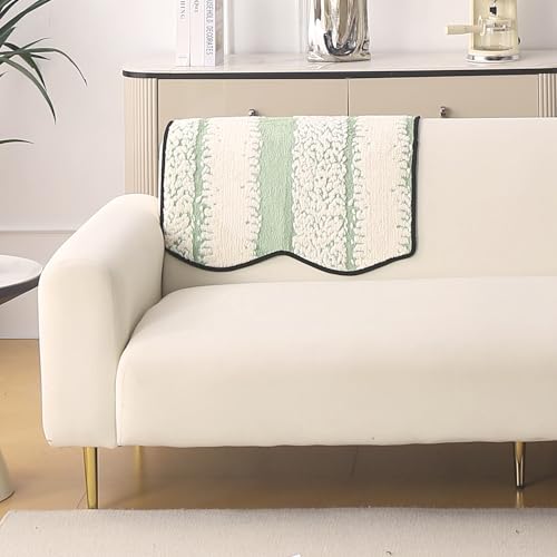 Image of HOKIPO Luxury Wavy Sofa Backrest Cover Mat 55x80 cm | Pack of 1 Anti Slip Backrest Mat, Pistachio Green (AR-6218-GRN)
