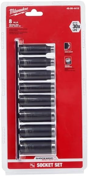 Impact Socket Set, 3/8 In Dr, 8 pc