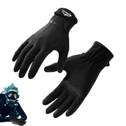 Guantes de buceo resistentes al agua – Guante de neopreno térmico | Guantes impermeables para palma y punta engrosados | Correa de muñeca ajustable para buceo | tierra adhesiva ajustable