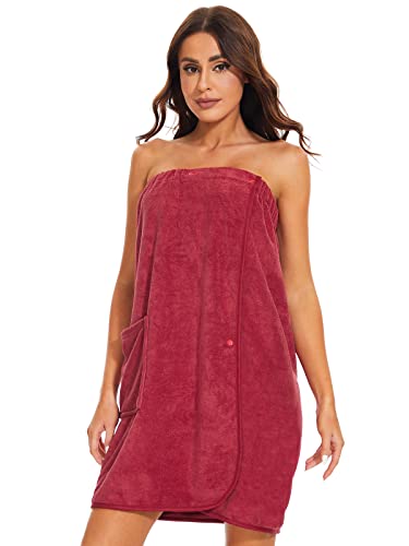 Image of Kniffi Shower Wrap Robe for Women Bath Body Towel Wrap Spa Soft bathrobe with Adjustable Snap Closure