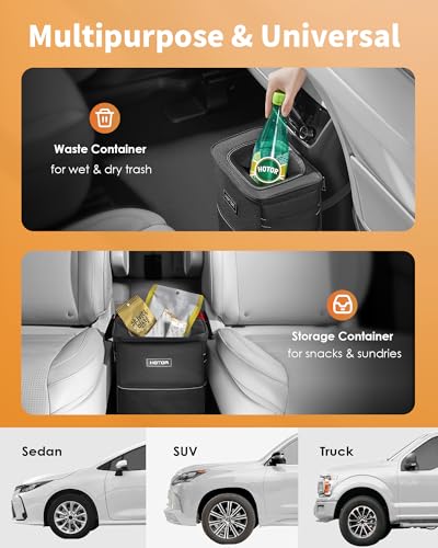 Hotor A000138BL Car Trash Can With Lid And Storage Pockets - 100% Leak-Proof Organizer thumb #5