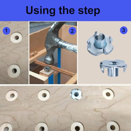 100pcs 1434-20 t-nut zinc-plated steel threaded insert corrosion resistant51634 barrel length4-pronged tee nut for woodrock climbing holdshomecabinetry furnitureetc