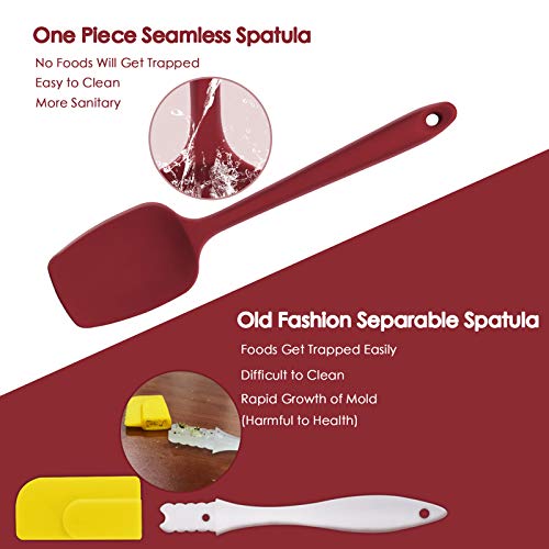 U-Taste 480ºF Heat-Resistant Silicone Spatula set- Seamless One Piece Design, Non-Stick Silicone Rubber with 18/8 Stainless Steel Core (Red)