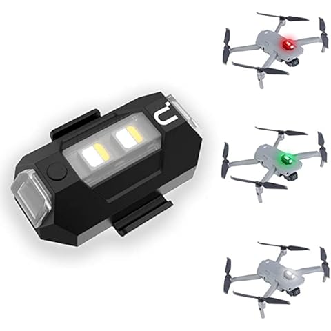 DR-02 Strobe Drone Light LED Compatible with DJI Mini 3 Pro Mini 2 SE Mavic AIR 2 Pro Inspire 2 Pro, 3 colour adjustable Drone Night Light for drone 3 km visible 6.5g 110 mAh battery USB-C charging Cover