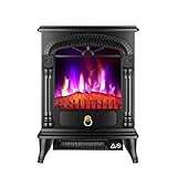 Suuim Chimenea eléctrica Chimenea móvil con Efecto de Llama Realista y protección contra sobrecalentamiento Calentador 2 Niveles 1000-2000 W 50,4x37,2x22,7 cm