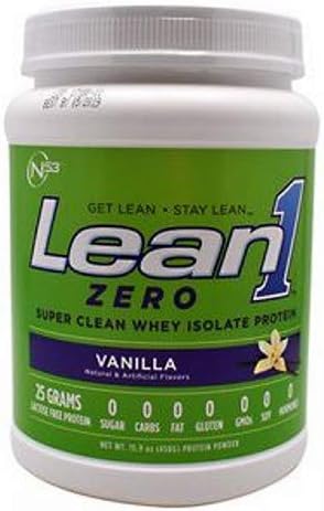 Nutrition 53 Lean 1 Zero - Super Clean Whey Isolate Protein Powder, Natural, Free of Sugar, Lactose, Fat, & Gluten-Free, Vanilla- 1.69 lb