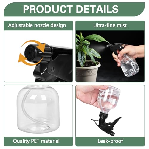 20 Pieces Plastic Spray Bottles Bulk 8 oz/250ml Small Empty Spray Bottles Sprayer for Hair Mister Spray Bottle Watering Plants Showering Pets4