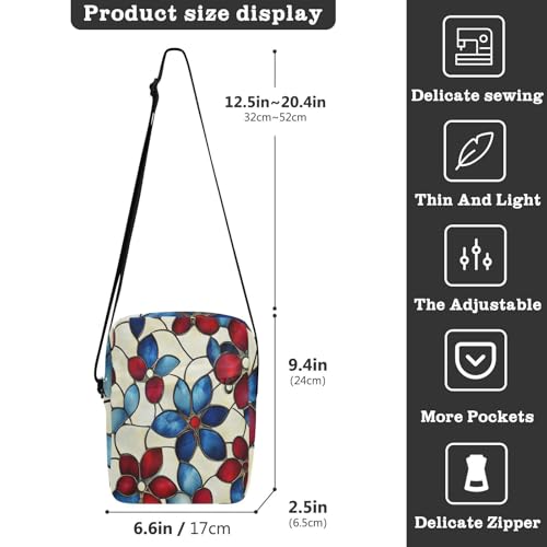 Red Blur Florals men's messenger bag Shoulder Bag For Woman Woman Handbag Shoulder Strap Adjustable Strap for Outdoor Daily Casual3
