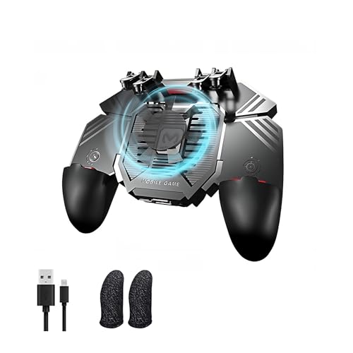 FURZEQIFA PUBG Mobile Controller Joystick Turnover Button Gamepad for PUBG iOS Android Six Finger Operating Gamepad With Cooling Fan