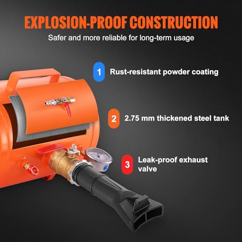 Image of VEVOR Tire Bead Seater, 5 Gal /19L Air Tire Bead Blaster with Pressure Gauge & Handle, 145 PSI Seating Tool Inflator Tank, 85-116 PSI Operating Pressure for Car Truck ATV