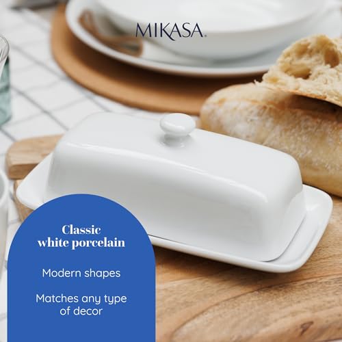 Mikasa Chalk Porcelain Butter Dish, Labelled, White - Image 4