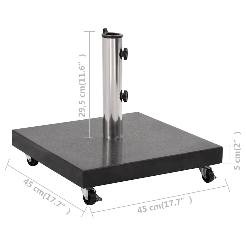 vidaXL Base de Sombrilla Cuadrada de Granito Soporte de Sombrilla para Patio Jardín Playa Cerca de Piscina Sostener Pesos de Parasol Negro 30kg