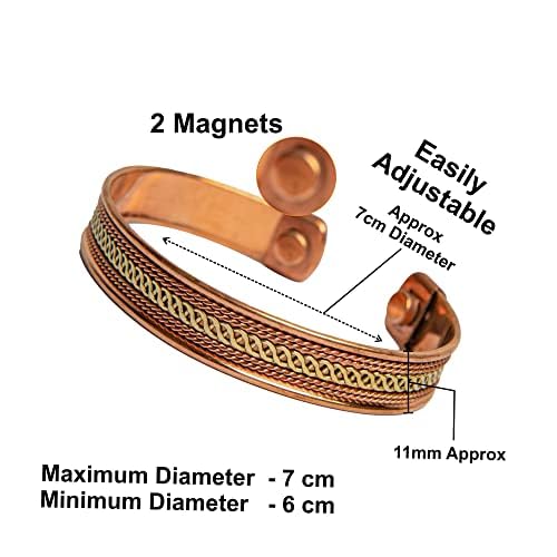 Image of Wonder Care Copper Bracelet for Men & Women | Solid and High Gauge Pure Copper Bracelet | Copper Jewelry Cuff kada Adjustable | Best Rakhi Gift for Brother | Copper Band with Velvet Case and Gift Box