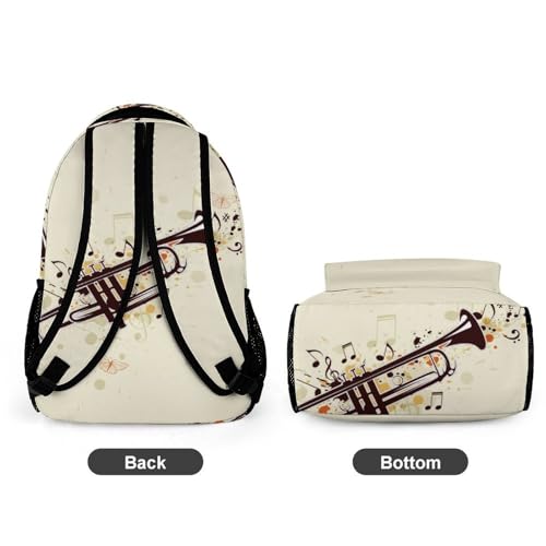 Trumpet And Notes Cute Backpack Travel Daypack Lightweight Back Pack with Pockets4