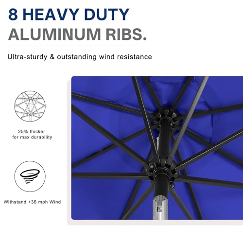 Image of ABCCANOPY 10FT Durable Solar Led Patio Umbrellas with 32LED Lights (Blue)