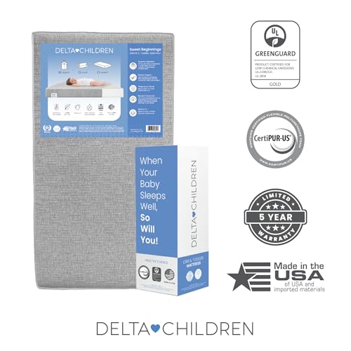 Delta Children Sweet Beginnings Dual Sided Baby Crib Mattress and Toddler Mattress, GREENGUARD Gold and CertiPUR-US Certified, Firm Plant-Based Foam, Waterproof, 5 Year Warranty, Made in USA - image 2