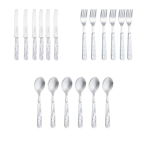 RÖR Besteck Set 18-teilig Perlmutt-Imitation - je 6 Messer, Gabeln, Löffel - rostfrei - Made in Germany/Solingen
