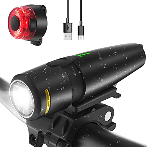 Abenteurer Fahrradlichter Set, StVZO USB Fahrradlicht 2600 m Ah Fahrradbeleuchtung Aufladbar, IPX5 Wasserdicht Fahrradlampe Rücklicht Set Wiederaufladbare mit Batterie Erinnerung 2 Licht-Modi Cover