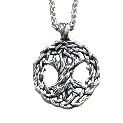 IOETSEUT Collier pour Homme 2024 Viking Arbre de Vie Pendentif Arbre Racine Pendentif pour Homme Mode Bijoux Cadeau