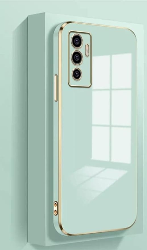Image of for Vivo V23e 5G Plating Square Gold Frame Phone Case Luxury Soft Silicone Back Cover (for for Vivo V23e 5G (Mint)