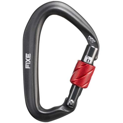 FIXE - Mosquetón Puput Screw con Cierre de Rosca – Ultraligero 44 g – Aluminio 7075 – Snagfree, Conical Nose y Lock Check – Seguridad 22 kN – Color Gris