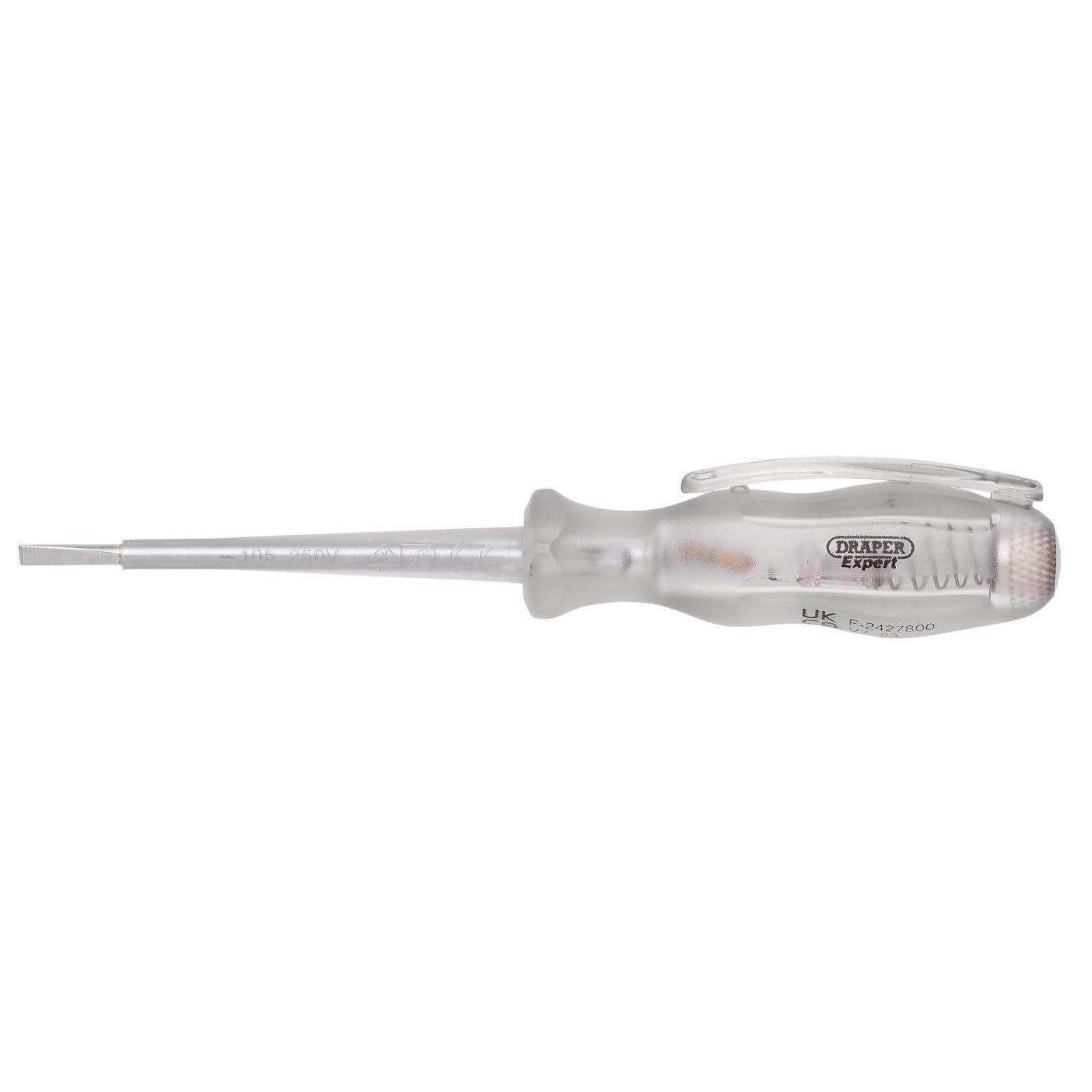 Draper Expert 14057 VDE Mains Tester Screwdriver, 105-250V AC, 140mm, Black - Image 2