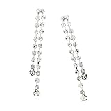 Silver Crystal Rhinestone 2 Strands Dangle Earrings