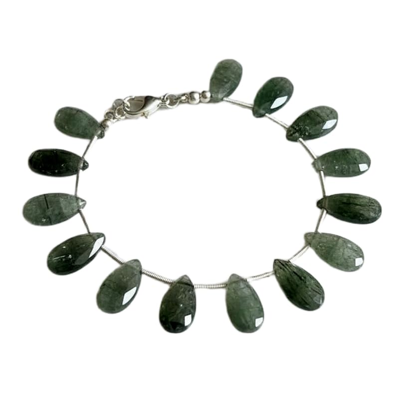Bracelet en rutile vert naturel LKBEADS bijou poire fait main