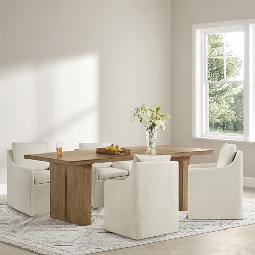KISLOT Upholstered Dining Chairs Set of 4, Modern Dining Room Chairs with Casters & Washable Cover, Rolling Accent Chair with Hidden Storage for Kitchen, Farmhouse, Living Room, Beige, 4 Box by KISLOT - Used condition - Image 6