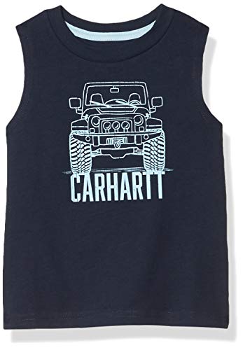 Carhartt Baby Boys' Sleeveless Cotton Muscle Tee Tank Top, Navy, 6 Months