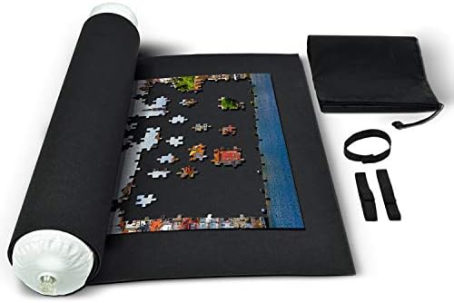 RNK Gaming Roll Up Puzzle Mat for Jigsaw Puzzles Storage - Black Felt with No Folded Creases
